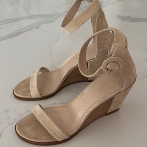 Stuart Weitzman Tan Wedge Sandals